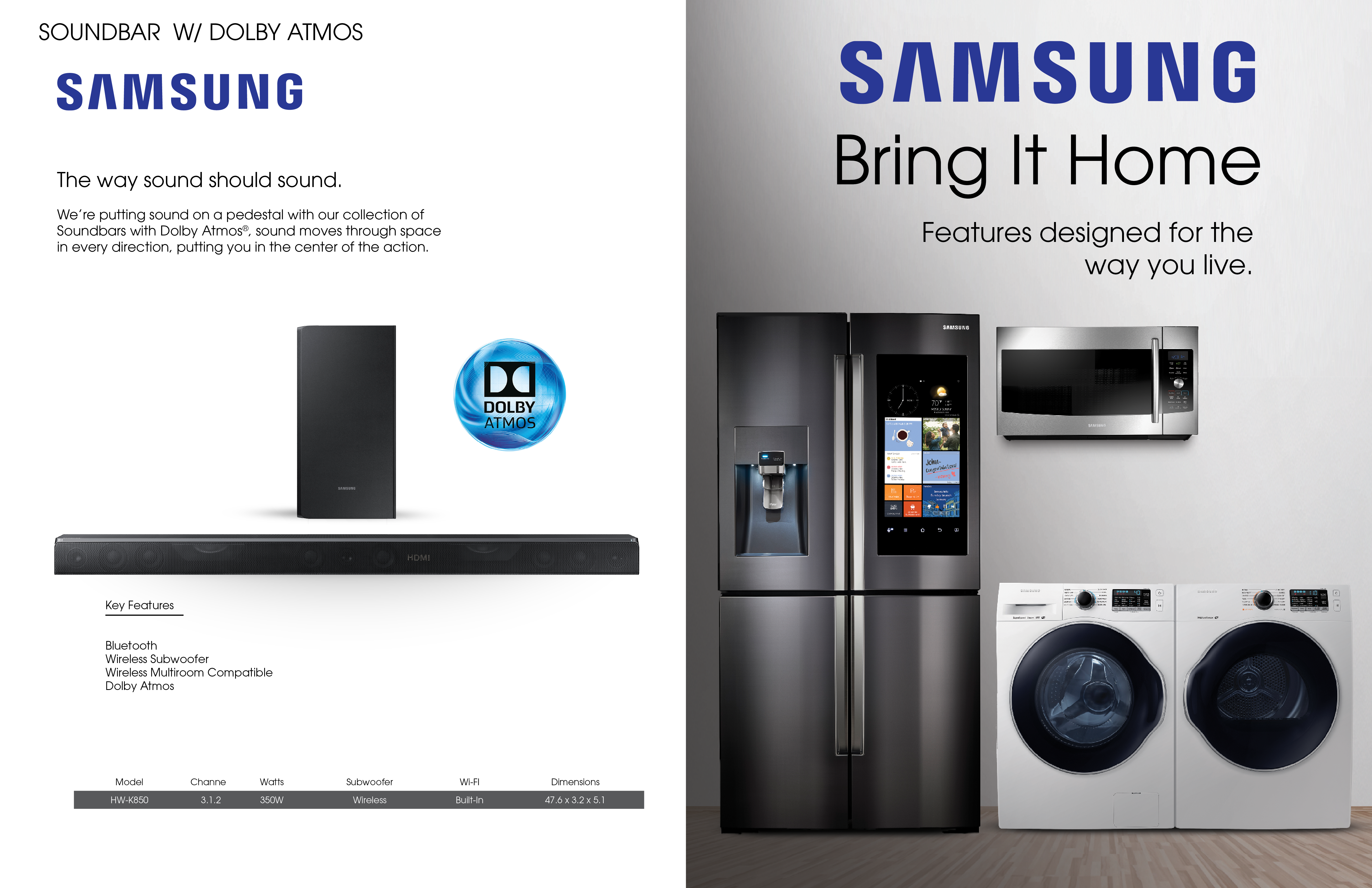 samsung home appliance specifications and features