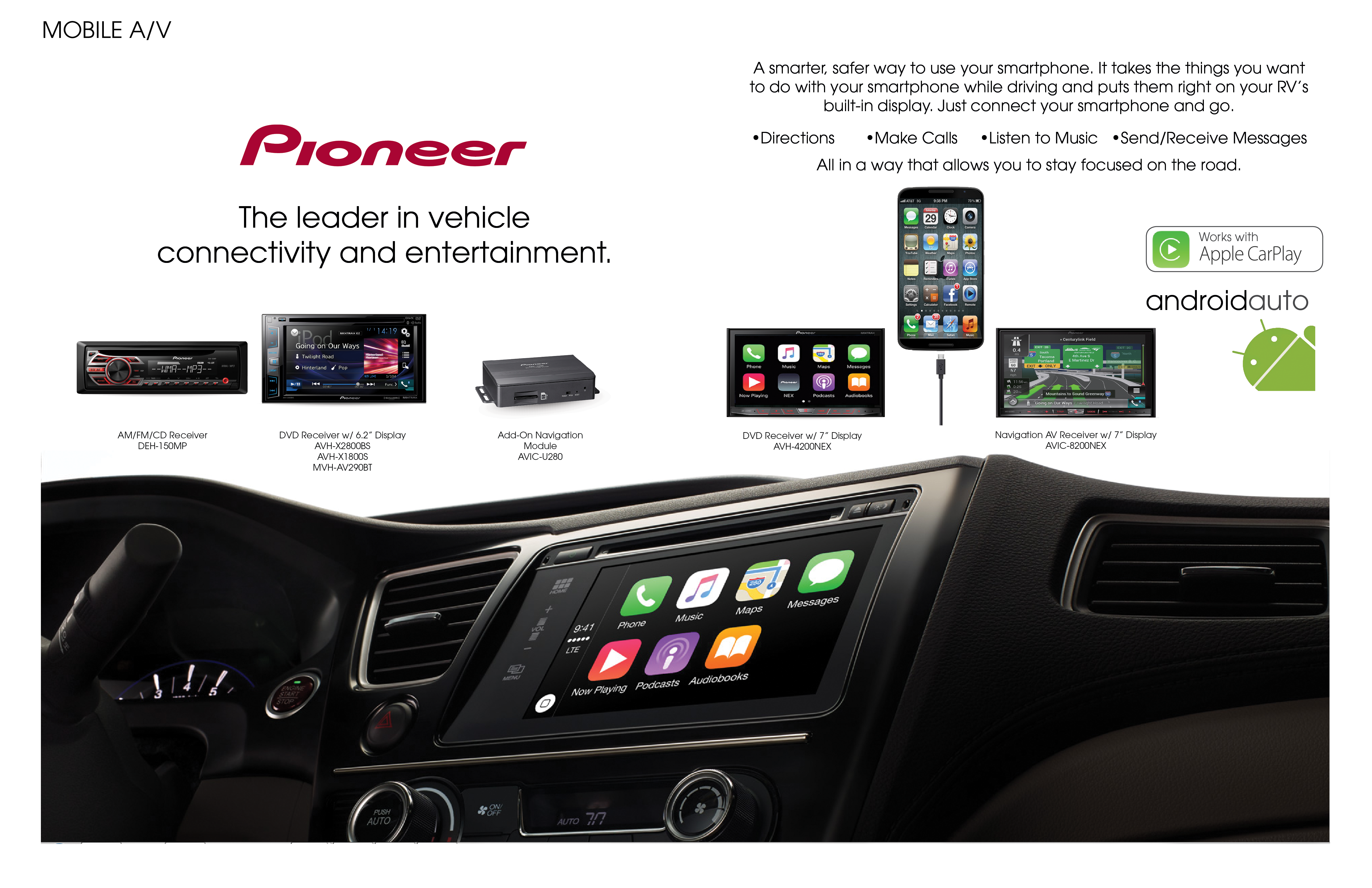 pioneer mobile audio with smartphone key features product catalog page