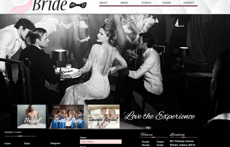 wedding store website front page